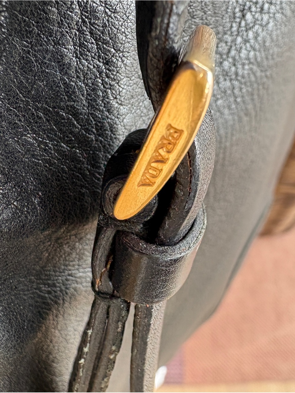 Prada Black Leather Tote with Gold Chain Shoulder Strap - Picture 7 of 7